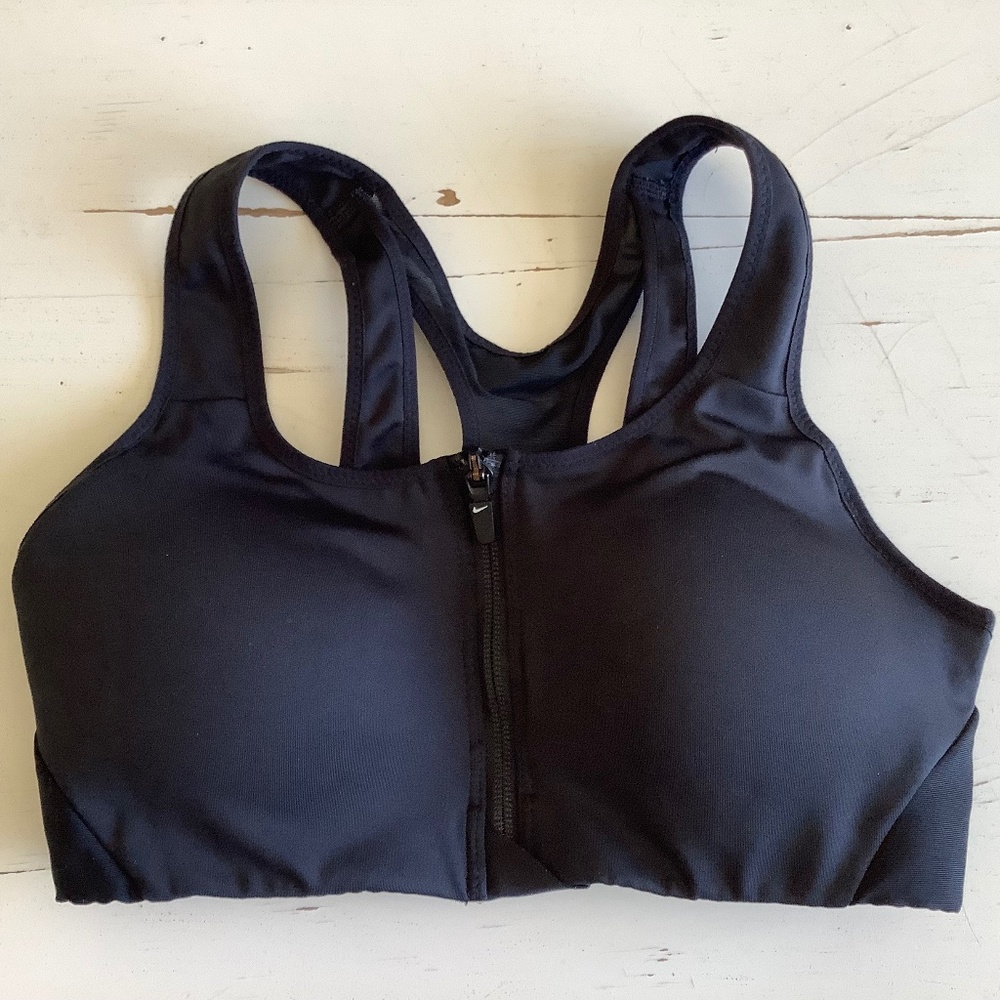 Nike Black Zipper Front High Support Sports Bra